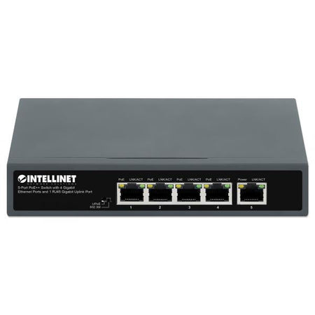 Switch 5 porte PoE++ con 4 porte Gigabit e una porta RJ45 Gigabit Uplink