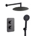 Kit doccia termostatico Nero 5pz Miscelatore - Braccio - Soffione 25 - Doccetta