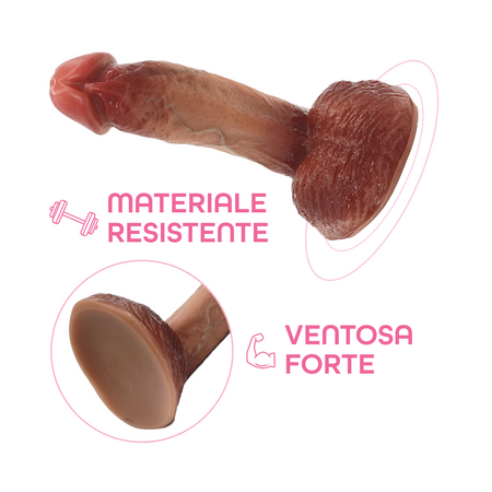 Dildo Realistico 18 cm con Ventosa Pene Naturale in Silicone Morbido Flessibile