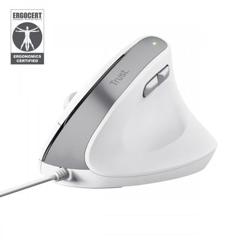 TRUST MOUSE ERGONOMICO BAYO II, BIANCO