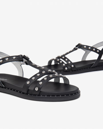Nero Giardini sandali donna in pelle nero con borchie E513480D100