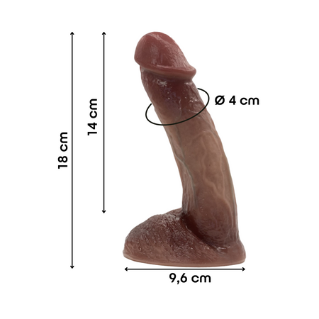 Dildo Realistico 18 cm con Ventosa Pene Naturale in Silicone Morbido Flessibile