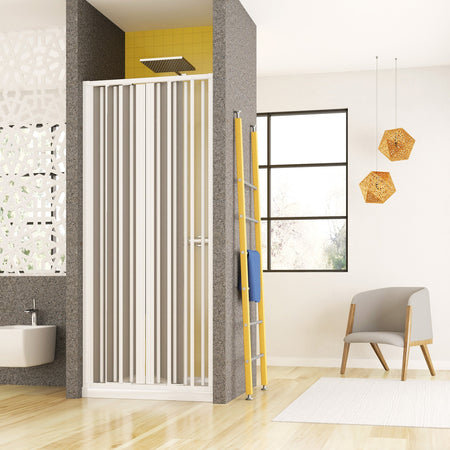 Box doccia in pvc per nicchia con apertura centrale soffietto h185