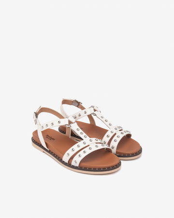 Nero Giardini sandali donna in pelle col. osso con borchie