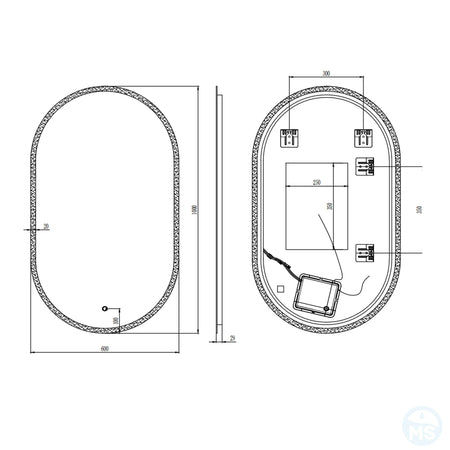Specchio ovale a led touch-screen 60x100 MIMI