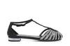 SANDALO A T IN PELLE CON MICROSTRASS