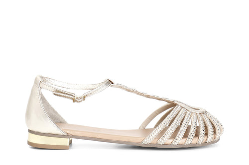 SANDALO A T IN PELLE CON MICROSTRASS