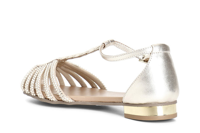 SANDALO A T IN PELLE CON MICROSTRASS