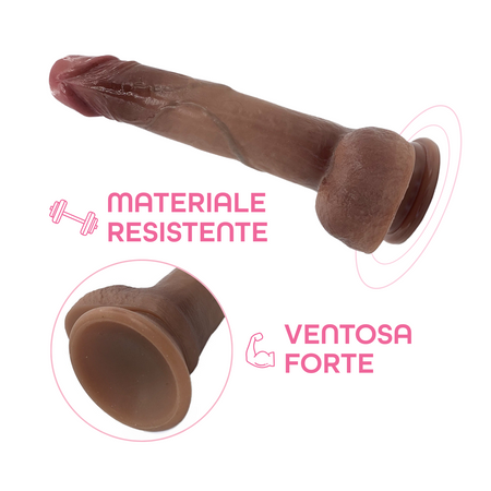 Dildo Realistico 22 cm con Ventosa Pene Finto in Silicone Morbido 3,5cm Diametro