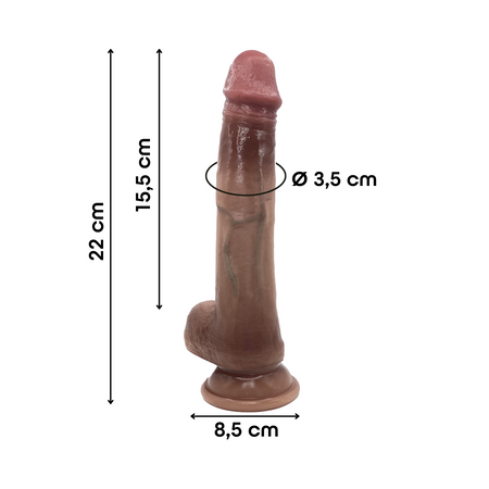 Dildo Realistico 22 cm con Ventosa Pene Finto in Silicone Morbido 3,5cm Diametro