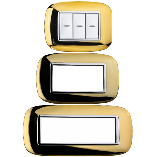 Placca Oval 3 4 6 Moduli Colore Oro Lucido Compatibile Bticino Axolute