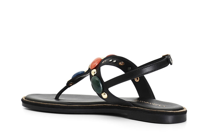 SANDALO INFRADITO IN PELLE CON PIETRE