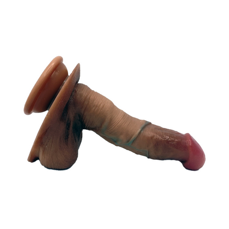 Dildo Realistico 18 cm con Ventosa Pelle Morbida Venature Naturali e Testicoli