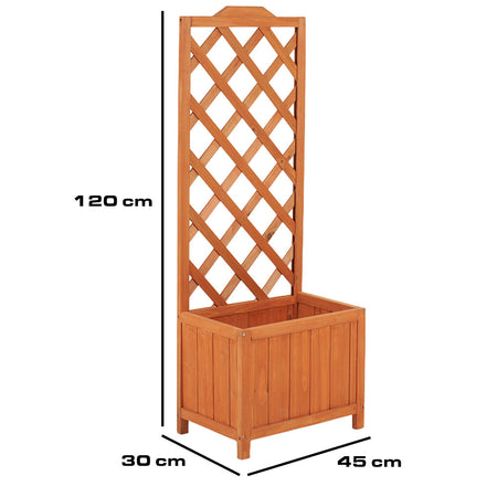 Fioriera Legno Frangivista Esterno con Grigliato per Piante Rampicanti 45x30H120cm