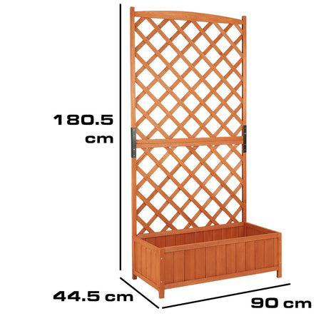 Fioriera Legno Frangivista Esterno con Grigliato per Piante Rampicanti 90x44H180cm