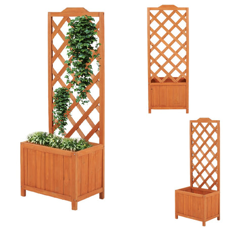 Fioriera Legno Frangivista Esterno con Grigliato per Piante Rampicanti 45x30H120cm