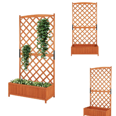 Fioriera Legno Frangivista Esterno con Grigliato per Piante Rampicanti 90x44H180cm