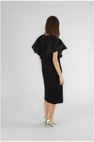 ABITO BIMATERIALE CON RUCHES ALLE SPALLE