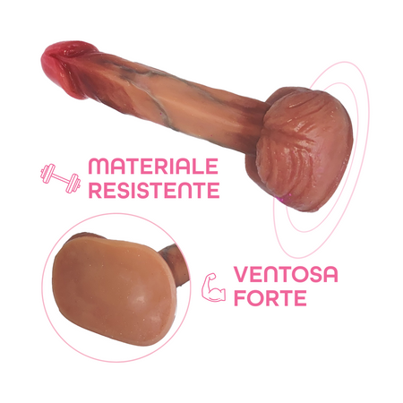 Dildo Realistico in Silicone Morbido pene 15 cm Naturale con Ventosa e Testicoli