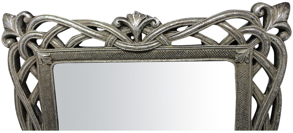 Biscottini Specchiera verticale/orizzontale da appoggio e da appendere L31xPR2xH36 cm finitura argento anticato.