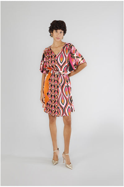 ABITO TIPO TUNICA IN SATIN STAMPATO