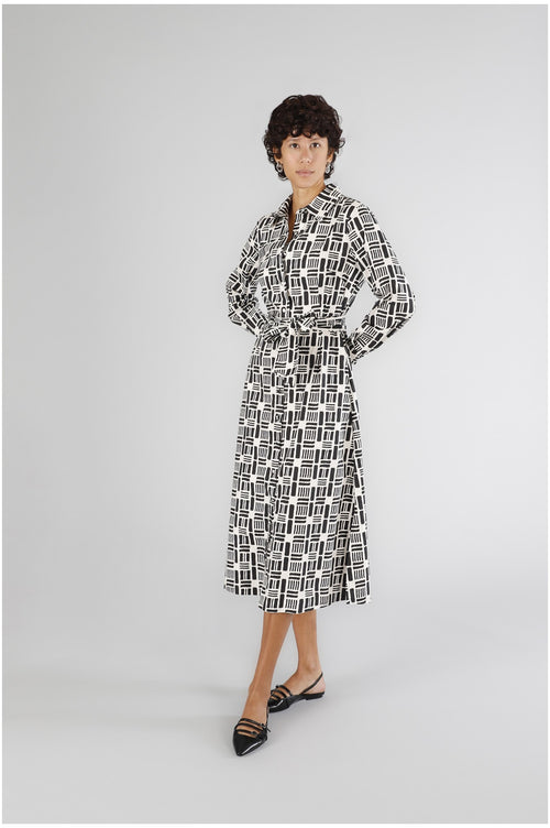 ABITO CHEMISIER IN POPELINE STAMPATO