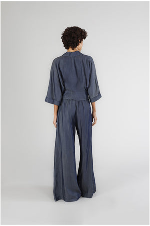 CAMICETTA CON MANICA KIMONO IN TENCEL DENIM