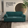 Divano 3 Posti in Velluto con Cuscini e Seduta Imbottita, 178x82x85cm, Verde soggiorno salotto ufficio studio F839-829V80DGA