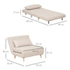 Poltrona Letto a sedia materasso brandina Letto 3 in 1 con Schienale Reclinabile in 6 Posizioni, 94x78x80 cm, Beige F839-023CWA