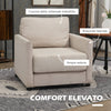Poltrona Moderna in Tessuto Traspirante Effetto Lino con Tasca Interna, 80x85x88 cm, Beige poltroncina sedia soggiorno salotto camera ufficio studio F839-828V00BGA