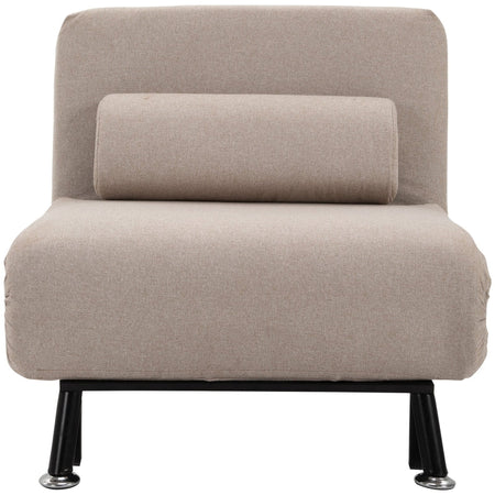 Poltrona Letto Singolo con Materasso e Cuscino Imbottito,  casa ufficio studio  , Telaio in Metallo e Schienale Regolabile 90-180°, Beige divanetto ospiti F833-066BGA