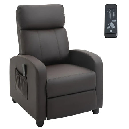 Poltrona Relax Massaggiante con Telecomando e 8 Programmi, Reclinazione e Poggiapiedi, 68x88x98cm, Marrone ZS1700-143V90BNZS1