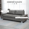 Divano 2 Posti da Salotto e Ufficio soggiorno studio Salvaspazio con Seduta Imbottita e Braccioli Regolabili, 200x88x86 cm, Grigio F839-555V00GYA