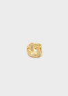 Anello rigato triangolare oro pietra cleare