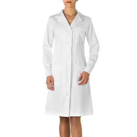 Camice Diva Bianco Camice Donna Medicale Manica Lunga Dottoressa Dentista Bottoni Automatici