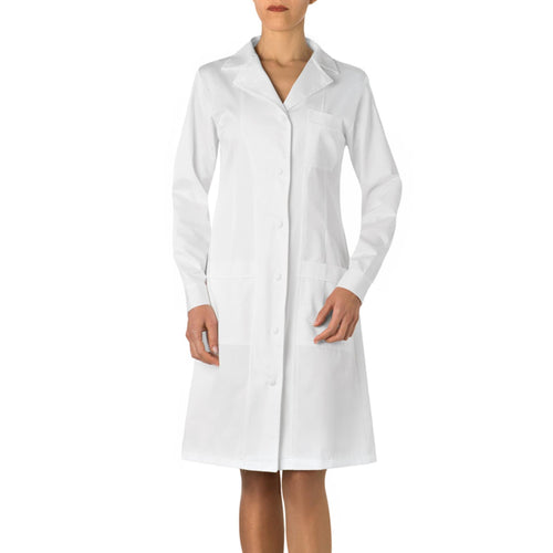 Camice Diva Bianco Camice Donna Medicale Manica Lunga Dottoressa Dentista Bottoni Automatici