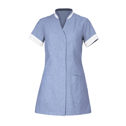 Casacca Aurelia Azzurro Melange Casacca Donna Manica Corta Pulizie Albergo