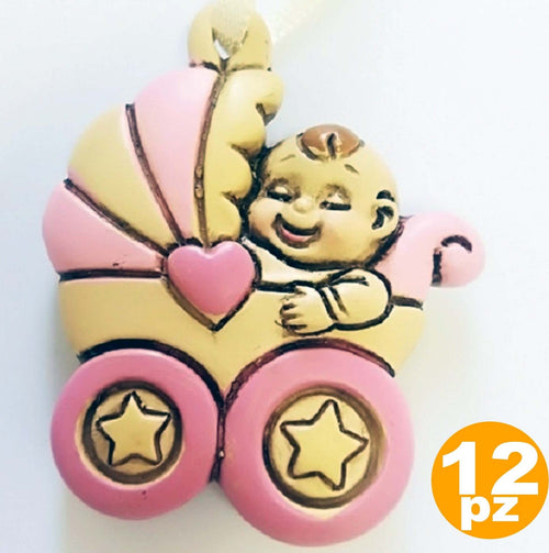 12 BOMBONIERE CARROZZINA ROSA PASSEGGINO CERAMICA APPENDINO BATTESIMO NASCITA Casa e cucina/Hobby creativi/Materiali per hobby creativi/Forniture per feste/Bomboniere Trade Shop italia - Napoli, Commerciovirtuoso.it