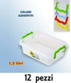 12-Contenitori-Plastica-1-Lt-Cibo-Alimenti-Frigorifero-Rettangolari-Manici