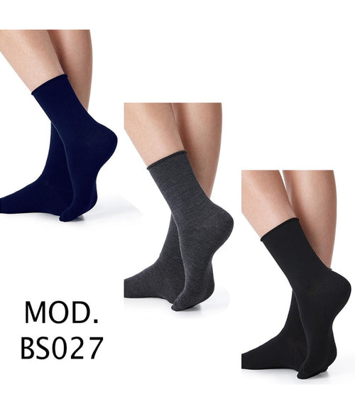 12 Paia Calzini Donna Mezza Gamba Tinta Unita Senza Elastico Numero 35-41 Bs027