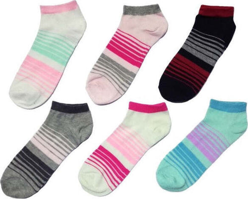 12-Paia-Di-Calzini-A-Collo-Basso-Da-Donna-Fantasmini-In-Cotone-Fasce-Laterali