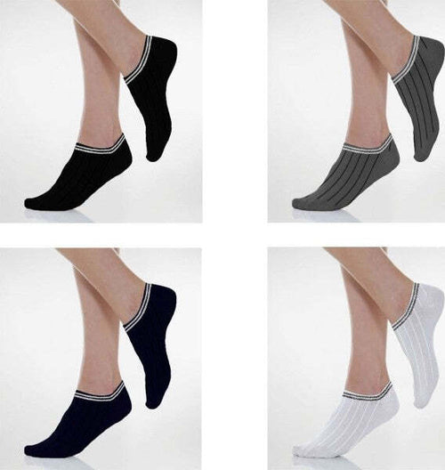 12-Paia-Di-Calzini-A-Collo-Basso-Da-Donna-Fantasmini-In-Cotone-Tinta-Unita-35-40