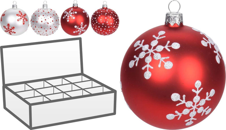 12 palline per albero di natale in vetro da Ø 8 cm pendaglio decorato Casa e cucina/Decorazioni per interni/Addobbi e decorazioni per ricorrenze/Decorazioni natalizie/Addobbi e decorazioni/Palle e palline MagiediNatale.it - Altamura, Commerciovirtuoso.it