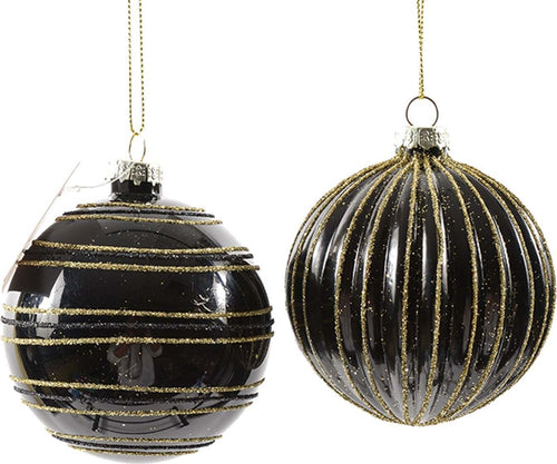 12 Palline per albero di natale in vetro Nero con glitter Oro Tinta Unita Ø 8 cm Casa e cucina/Decorazioni per interni/Addobbi e decorazioni per ricorrenze/Decorazioni natalizie/Addobbi e decorazioni/Palle e palline MagiediNatale.it - Altamura, Commerciovirtuoso.it