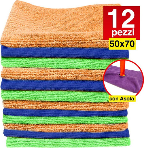 12 Panni Microfibra 50x70cm Panno Pulizia Multiuso Lava Pavimenti Con Asola Casa, arredamento e bricolage > Pulizia e Bucato > Pulizia Pavimenti Trade Shop italia - Napoli, Commerciovirtuoso.it