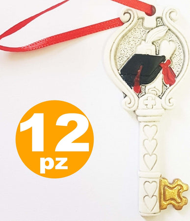 12 PEZZI BOMBONIERA CHIAVE LAUREA SIMBOLO PERGAMENA FORTUNA ROSSO BIANCO ORO Casa e cucina/Hobby creativi/Materiali per hobby creativi/Forniture per feste/Bomboniere Trade Shop italia - Napoli, Commerciovirtuoso.it