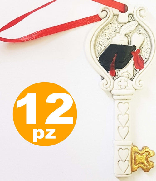 12 PEZZI BOMBONIERA CHIAVE LAUREA SIMBOLO PERGAMENA FORTUNA ROSSO BIANCO ORO Casa e cucina/Hobby creativi/Materiali per hobby creativi/Forniture per feste/Bomboniere Trade Shop italia - Napoli, Commerciovirtuoso.it