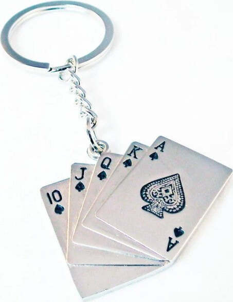 12-Portachiavi-Porta-Chiave-Bomboniere-Segnaposto-Con-Carte-Da-Gioco-Poker-Royal