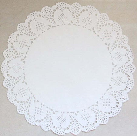 12-Pz-Centrino-In-Carta-32-Cm-Sotto-Torta-Bianco-Pizzo-Nozze-Festa-Matrimonio