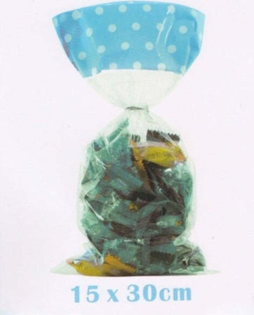 12-Sacchetti-Bustine-Azzurro-Pois-15x30-Cm-Confetti-Confettata-Caramelle-Festa